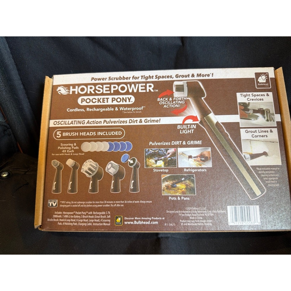 Horsepower Pocket Pony Power Scrubber Waterproof Cordless Pocket-Sized NEW
